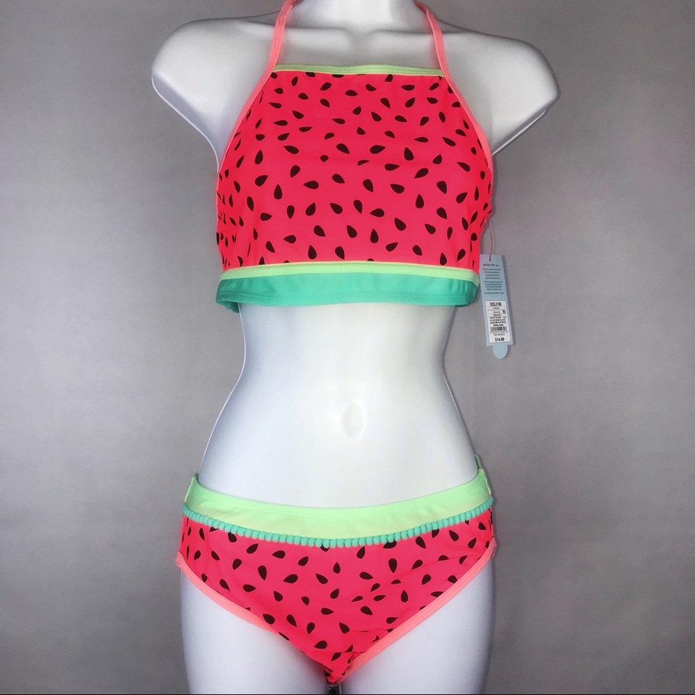 NEW CAT & JACK Gir's XXL 18 Water Melon Fruit 2pc Set Bathing Suit Swimsuit